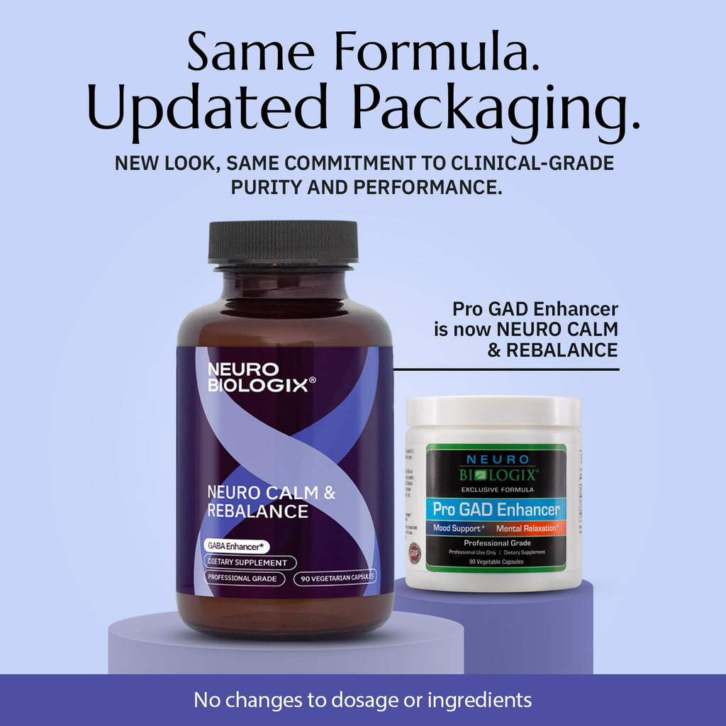 Neurobiologix Neuro Calm & Rebalance, L Theanine, Magnesium, Zinc & Kava Kava Complex for Calm Mood Balance and Stress Support, GABA Activity Support Supplement, Gluten Free, Vegetarian, 90 Capsules - TrustMedUSA