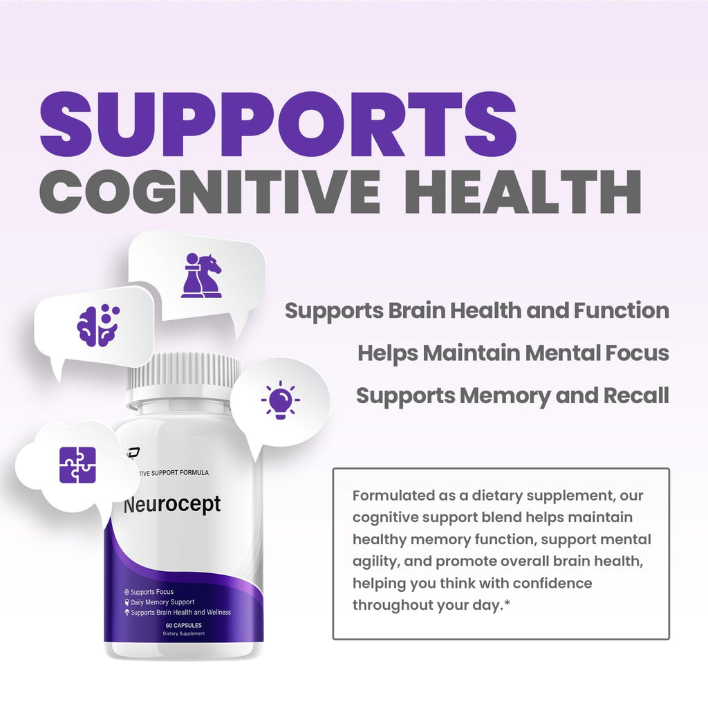 Neurocept Supplement Capsules – All Natural Maximum Strength Formula, Focus & Memory Support (2 Pack – 120 Capsules) - TrustMedUSA
