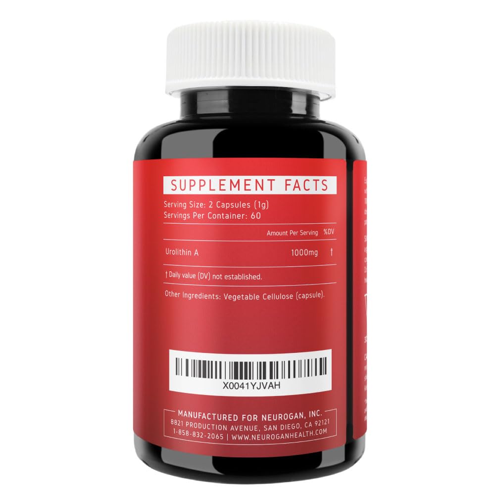 Neurogan Urolithin A PRO Capsules - 1000mg, 120 Ct - Advanced Cellular Health, Post Biotic Supplements - Ultra Micronized Urolithin A Supplement, Sourced from Pomegranate Extract - TrustMedUSA