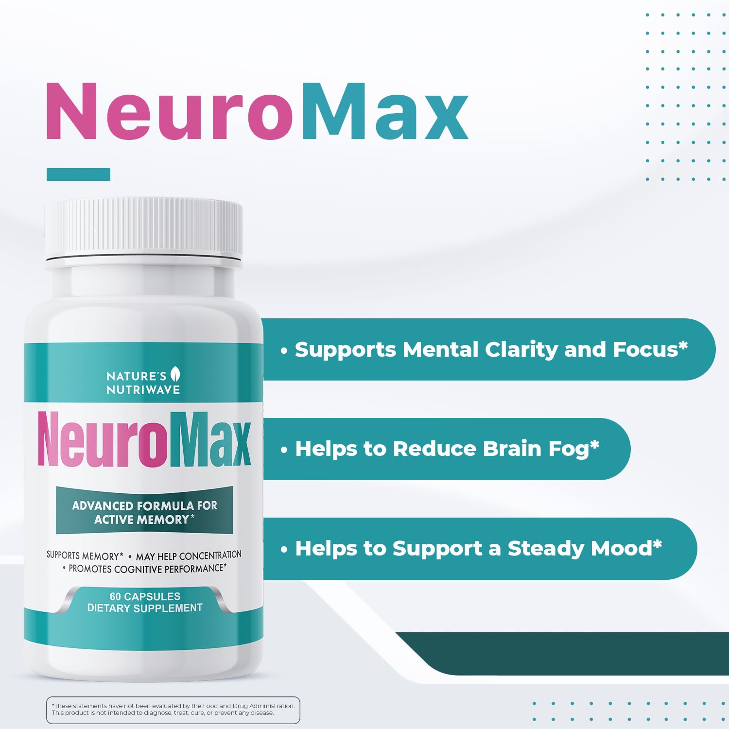 NeuroMax – Natural Herbal Blend with Passion Flower, Marshmallow Root & California Poppy – Non-GMO, Easy-to-Take Capsules, Made in USA, GMP Certified Facility - 60 Capsules, 1 Month Supply - TrustMedUSA