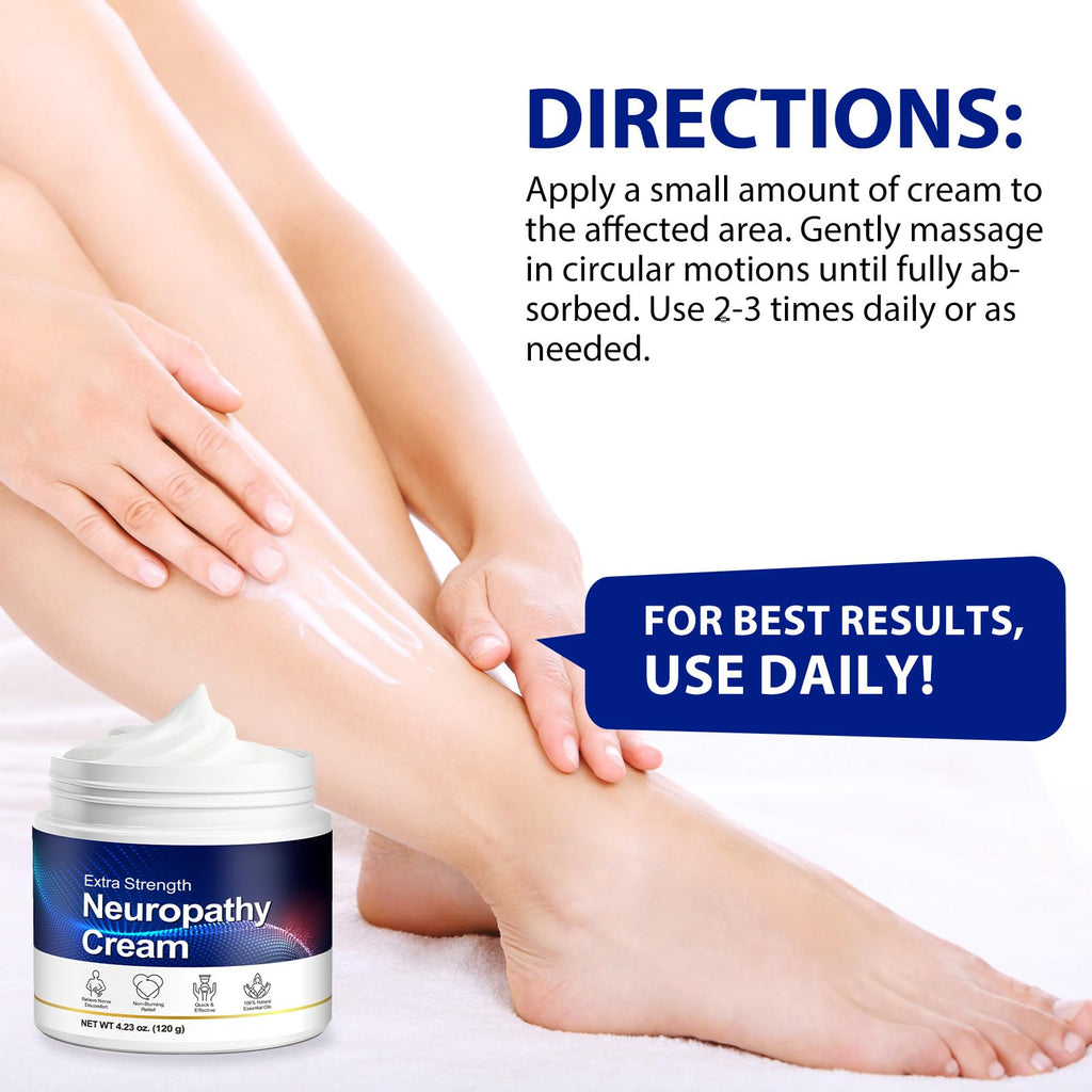 Neuropathy Cream for Feet, Legs & Hands – Lightweight, Plant-Based Formula with Cooling Comfort, 120g - TrustMedUSA