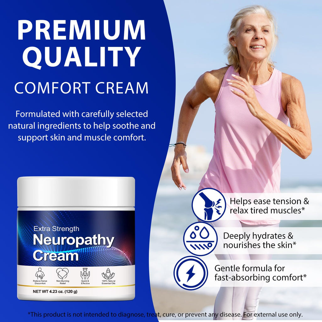 Neuropathy Cream for Feet, Legs & Hands – Lightweight, Plant-Based Formula with Cooling Comfort, 120g - TrustMedUSA
