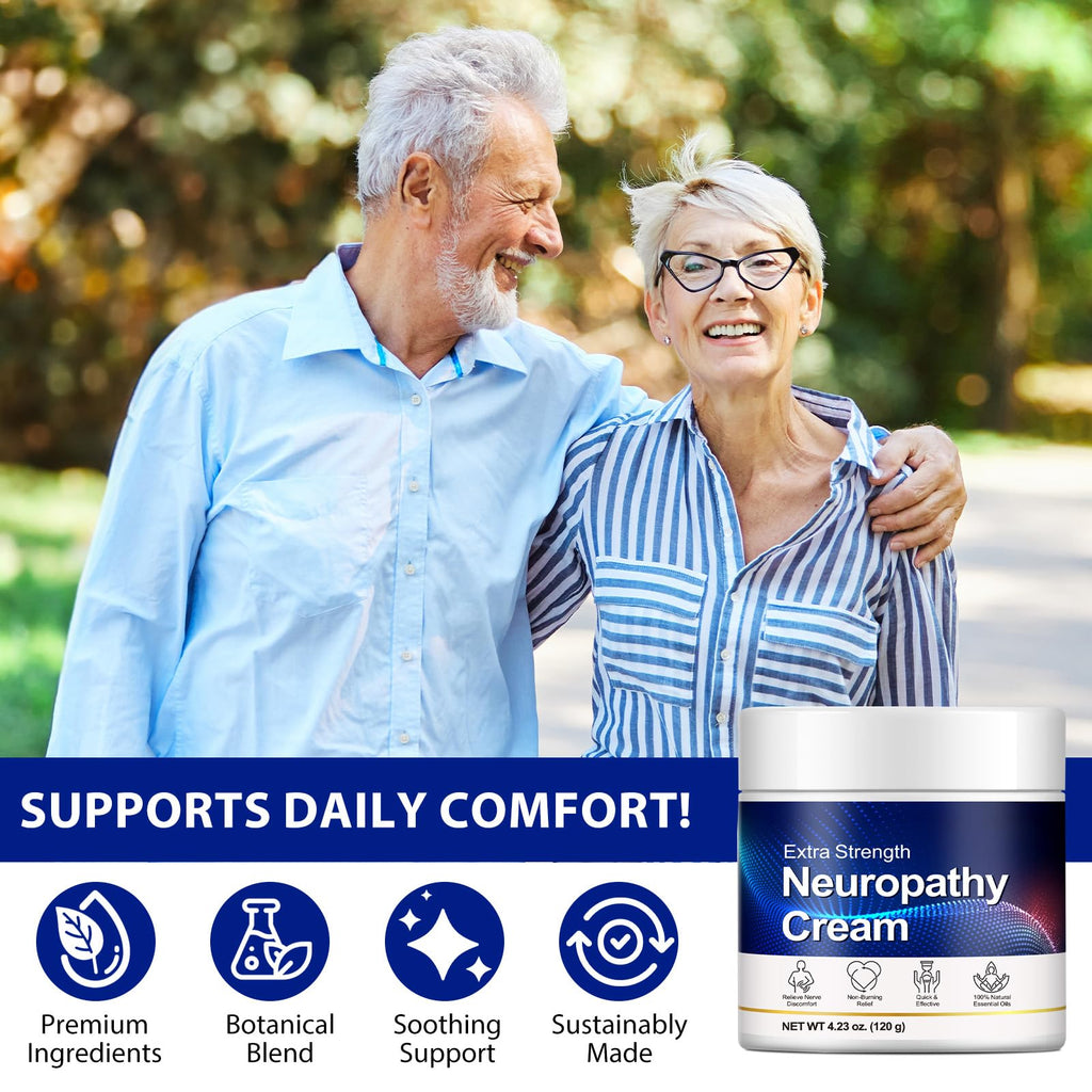 Neuropathy Cream for Feet, Legs & Hands – Lightweight, Plant-Based Formula with Cooling Comfort, 120g - TrustMedUSA