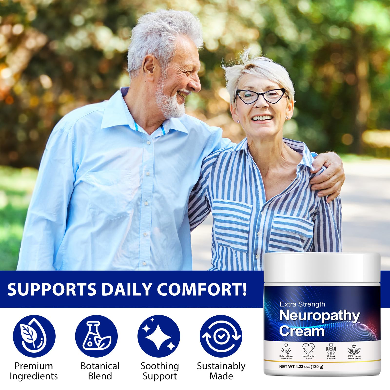 Neuropathy Cream for Feet, Legs & Hands – Lightweight, Plant-Based Formula with Cooling Comfort, 120g - TrustMedUSA