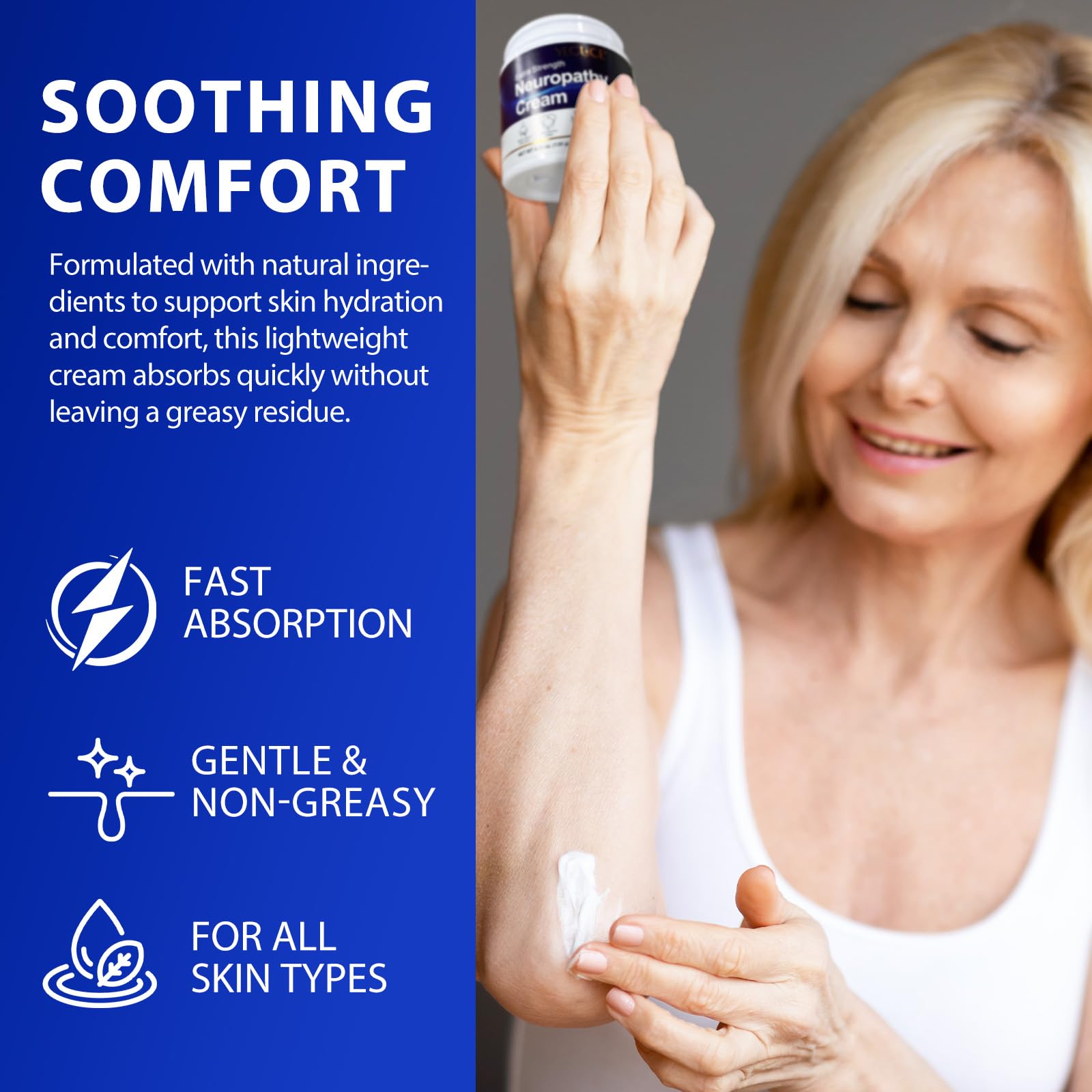 Neuropathy Cream for Feet, Legs & Hands – Lightweight, Plant-Based Formula with Cooling Comfort, 120g - TrustMedUSA