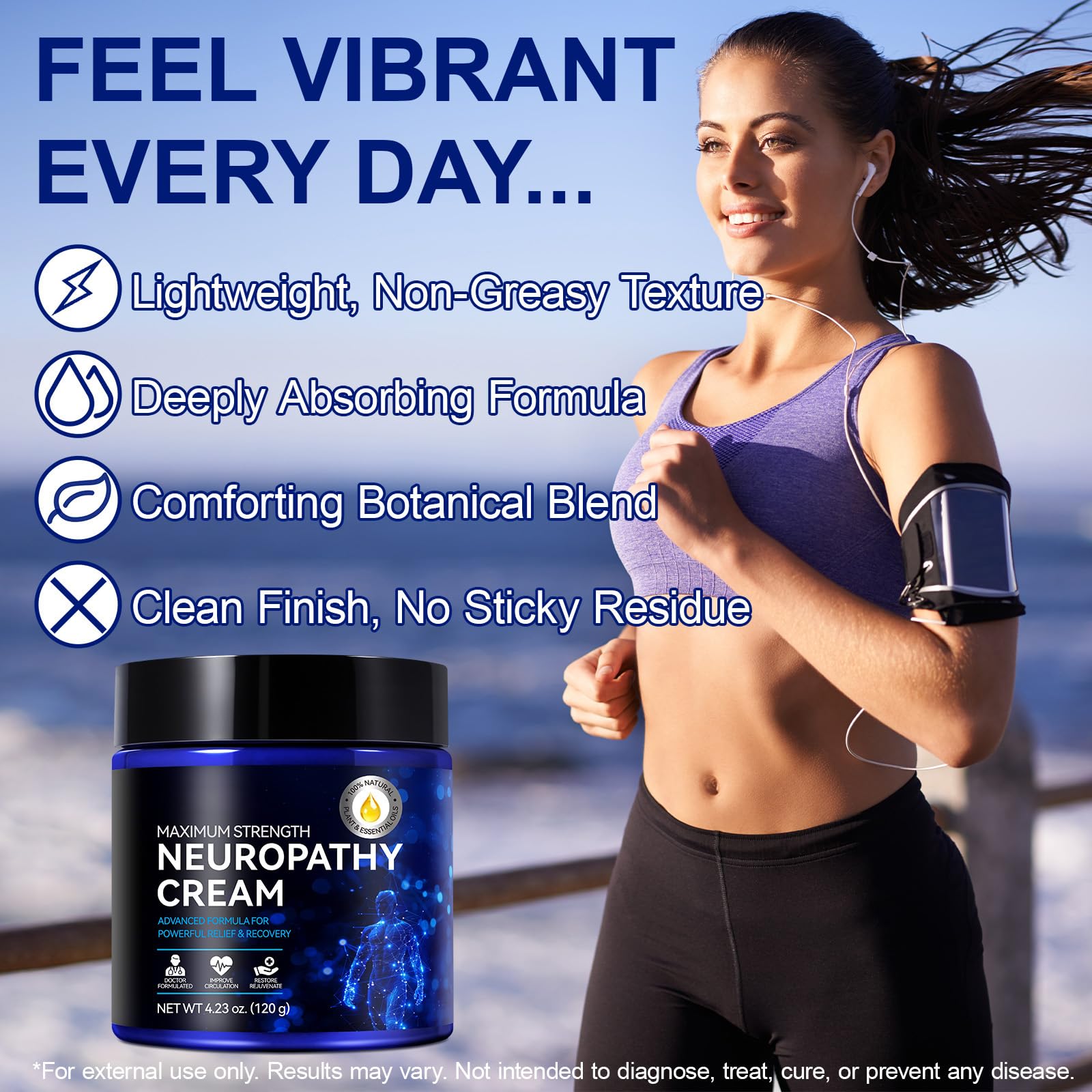 Neuropathy Cream for Feet, Legs & Hands – Lightweight, Plant-Based Formula with Cooling Comfort, 4 oz - TrustMedUSA