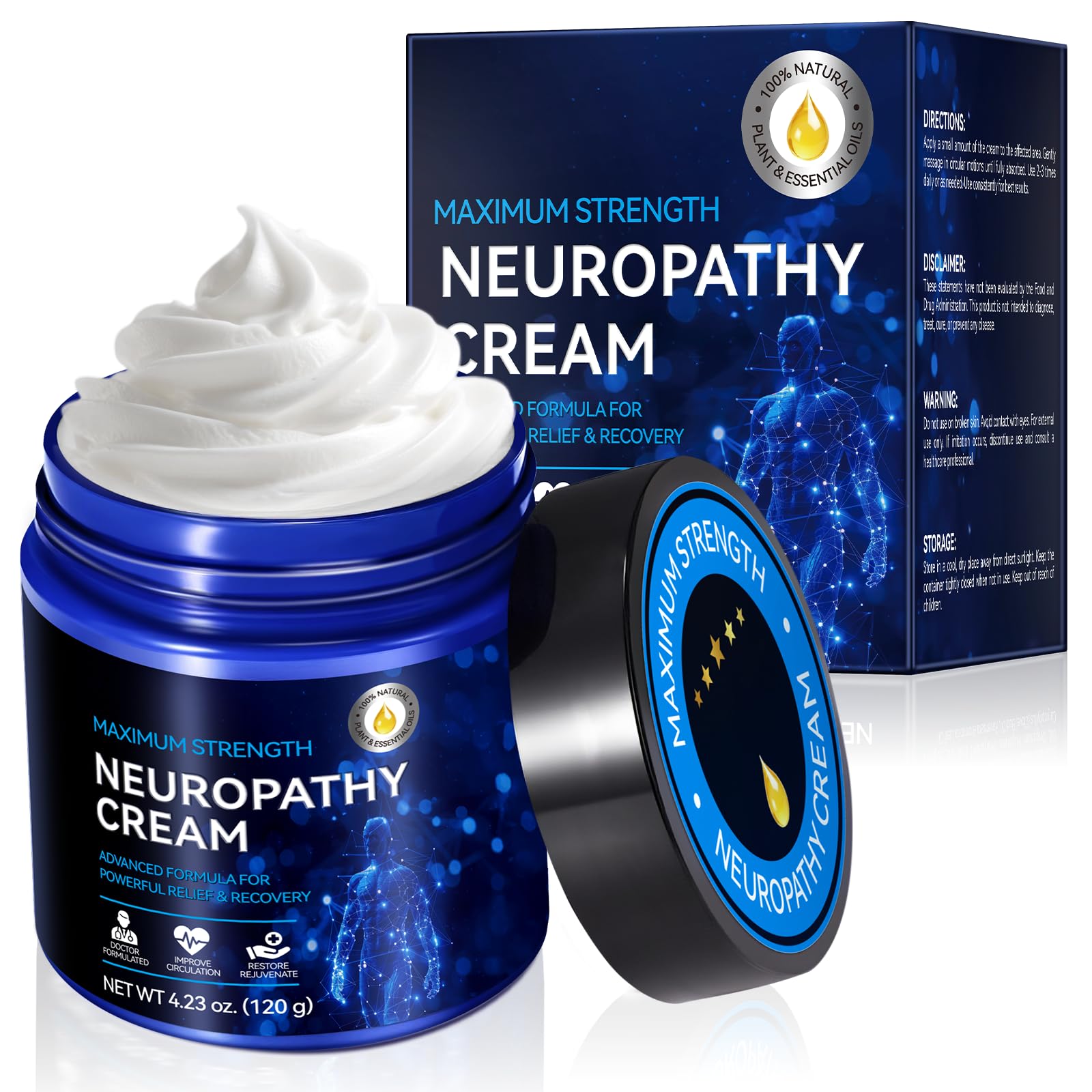 Neuropathy Cream for Feet, Legs & Hands – Lightweight, Plant-Based Formula with Cooling Comfort, 4 oz - TrustMedUSA