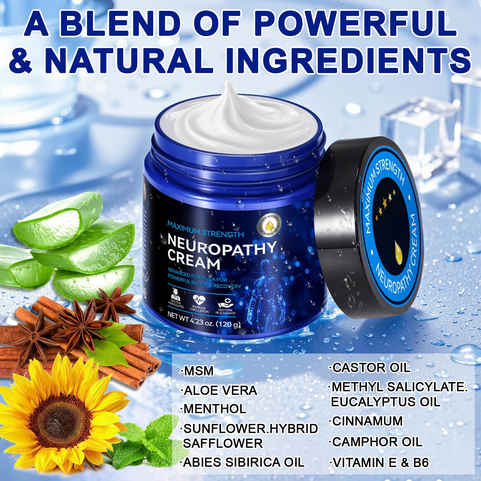 Neuropathy Cream for Feet, Legs & Hands – Lightweight, Plant-Based Formula with Cooling Comfort, 4 oz - TrustMedUSA