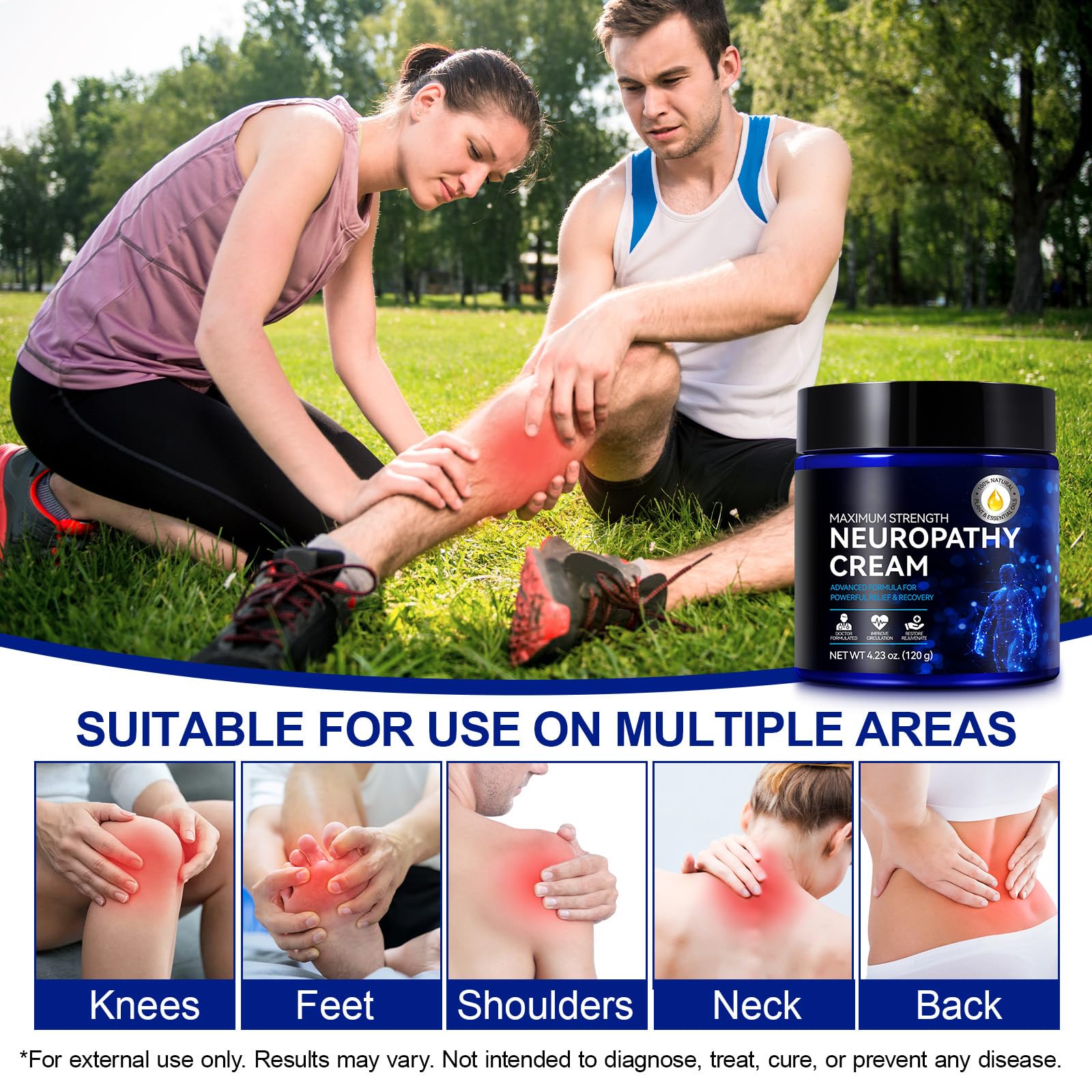 Neuropathy Cream for Feet, Legs & Hands – Lightweight, Plant-Based Formula with Cooling Comfort, 4 oz - TrustMedUSA