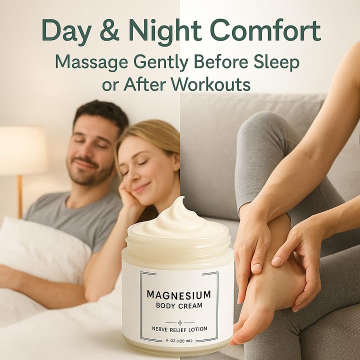 Neuropathy Cream | Nerve Relief Lotion for Feet, Legs & Hands | Magnesium Chloride with Aloe Vera Extract | Non-Greasy Formula for Day & Night Use | Thoughtful Gift for Mama, Dad, Men & Women (1) - TrustMedUSA