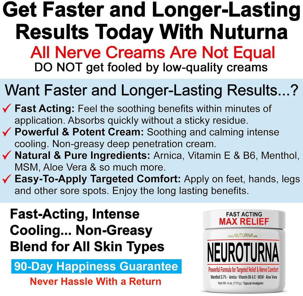 Neuropathy Nerve Cream - Fast Acting for Feet Hands Legs Toes - Ultra Strength Menthol, Arnica, Aloe Vera, MSM, Natural Soothing Nerve Comfort - Extra Large 8 oz - TrustMedUSA