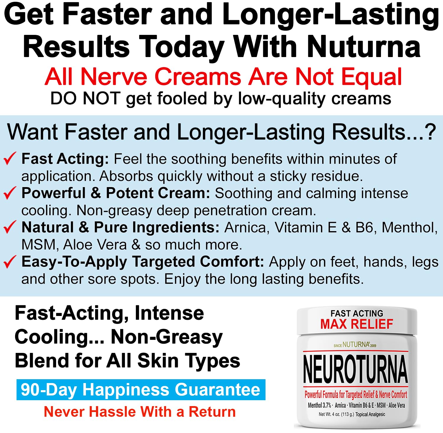 Neuropathy Nerve Cream - Fast Acting for Feet Hands Legs Toes - Ultra Strength Menthol, Arnica, Aloe Vera, MSM, Natural Soothing Nerve Comfort - Extra Large 8 oz - TrustMedUSA