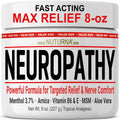 Neuropathy Nerve Cream - Fast Acting for Feet Hands Legs Toes - Ultra Strength Menthol, Arnica, Aloe Vera, MSM, Natural Soothing Nerve Comfort - Extra Large 8 oz - TrustMedUSA