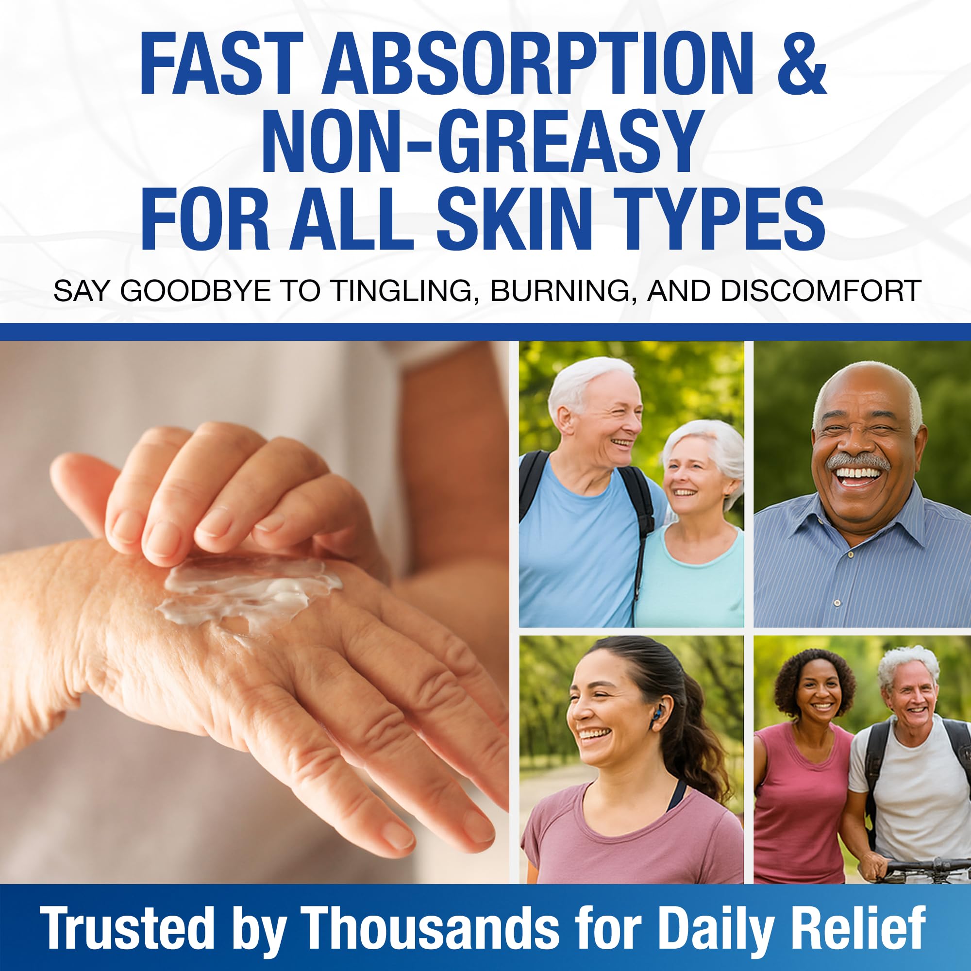 Neuropathy Nerve Relief Cream – Extra Large 8 oz – Maximum Strength for Feet Hands Legs Toes Back – Natural Ingredients Arnica Aloe Vera MSM Vitamins – Fast-Acting Soothing Relief – Super Value 8 oz - TrustMedUSA