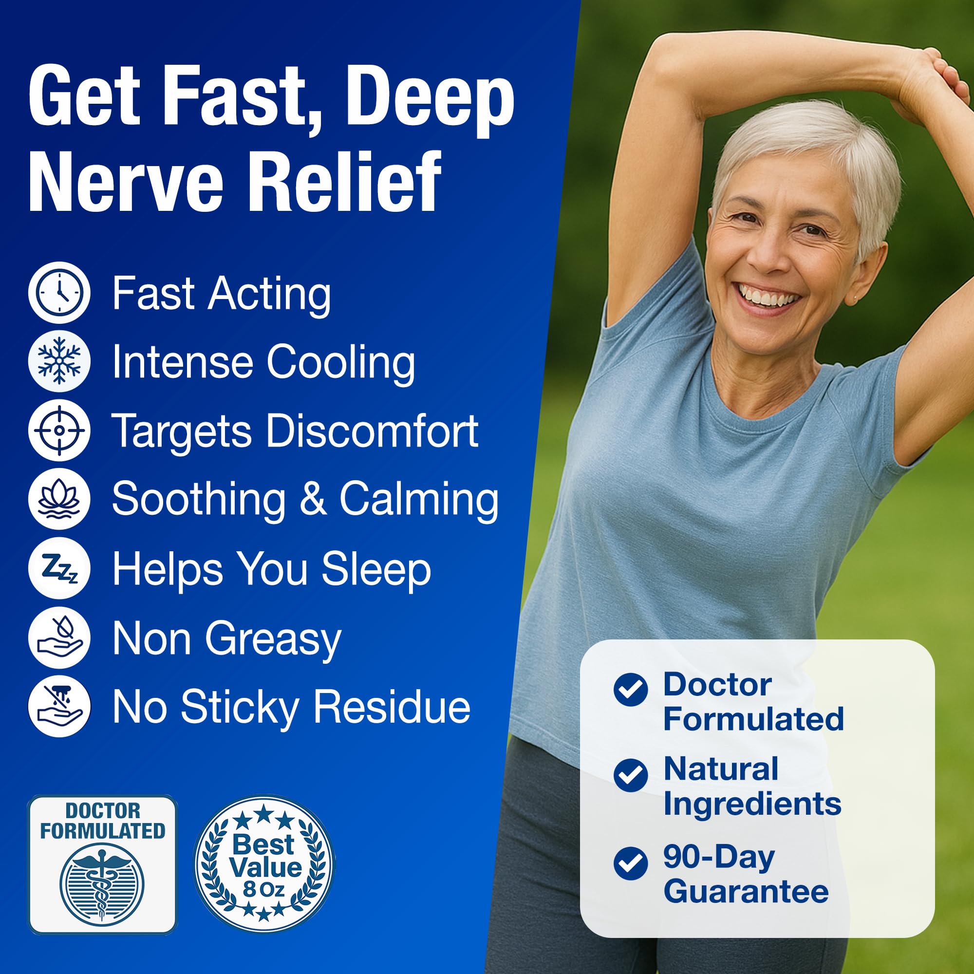 Neuropathy Nerve Relief Cream – Extra Large 8 oz – Maximum Strength for Feet Hands Legs Toes Back – Natural Ingredients Arnica Aloe Vera MSM Vitamins – Fast-Acting Soothing Relief – Super Value 8 oz - TrustMedUSA
