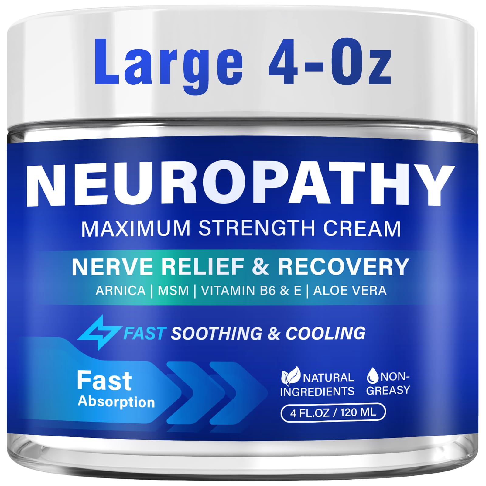 Neuropathy Nerve Relief Cream, Large 4 Oz, Nerve Savior for Neuropathy-Maximum Strength for Feet, Hands, Legs ＆ Toes, Neuropathy Cream with Arnica, Vitamin B6, Aloe Vera ＆ MSM, 120 ml - TrustMedUSA