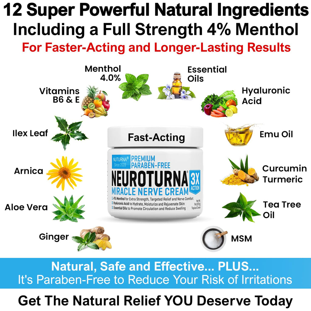 Neuropathy Nerve Relief Cream - Premium Nerve Cream 3X Action for Targeted Relief and Soothing Nerve Comfort - Maximum Strength with 4% Menthol Arnica MSM for Feet Hands Legs Toes & Back - Large 4 Oz - TrustMedUSA