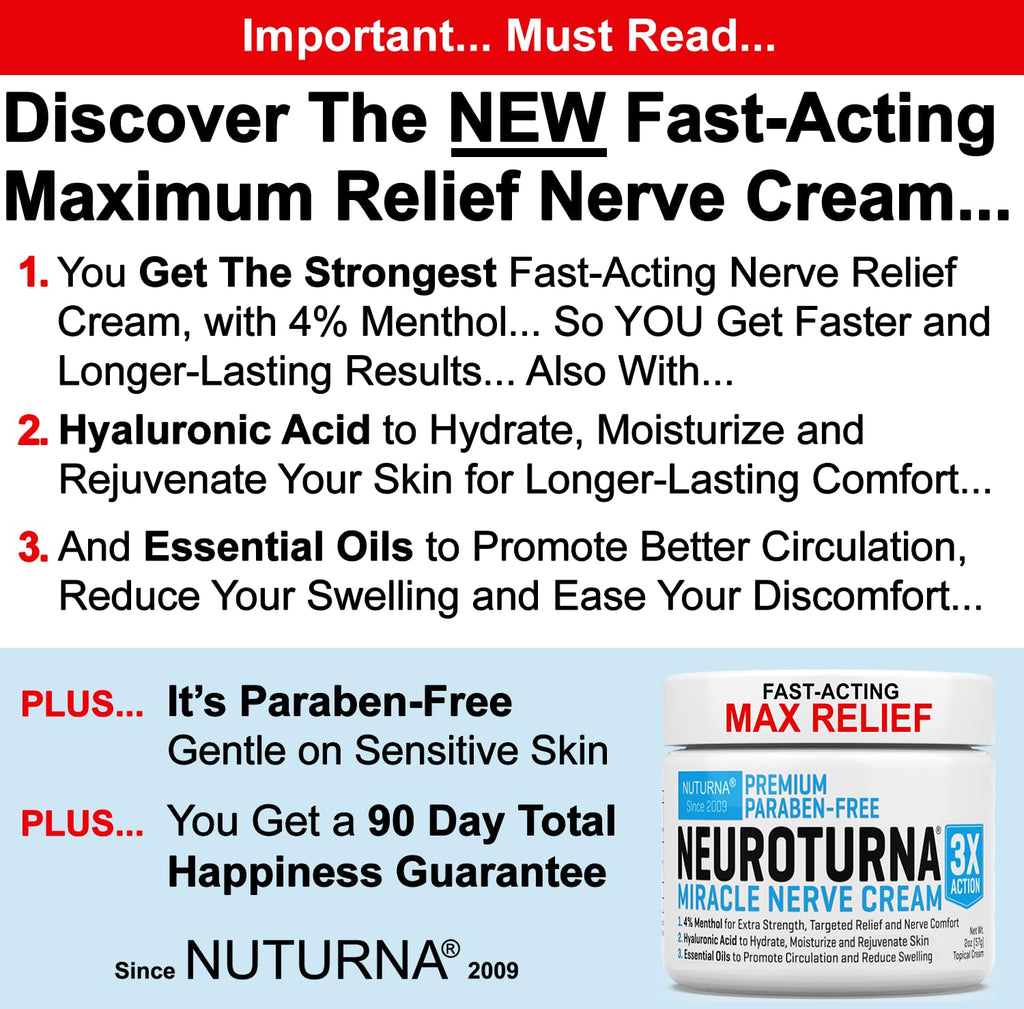 Neuropathy Nerve Relief Cream - Premium Nerve Cream 3X Action for Targeted Relief and Soothing Nerve Comfort - Maximum Strength with 4% Menthol, MSM for Feet Hands Legs Toes & Back - Extra Large 6 Oz - TrustMedUSA