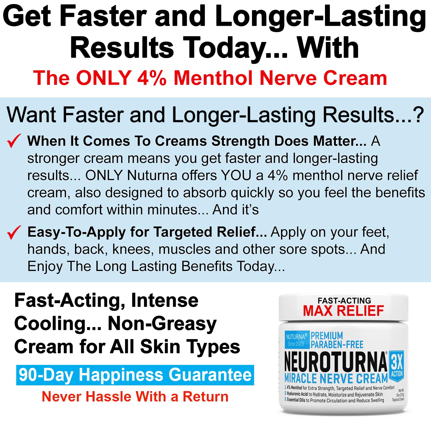 Neuropathy Nerve Relief Cream - Premium Nerve Cream 3X Action for Targeted Relief and Soothing Nerve Comfort - Maximum Strength with 4% Menthol, MSM for Feet Hands Legs Toes & Back - Extra Large 6 Oz - TrustMedUSA