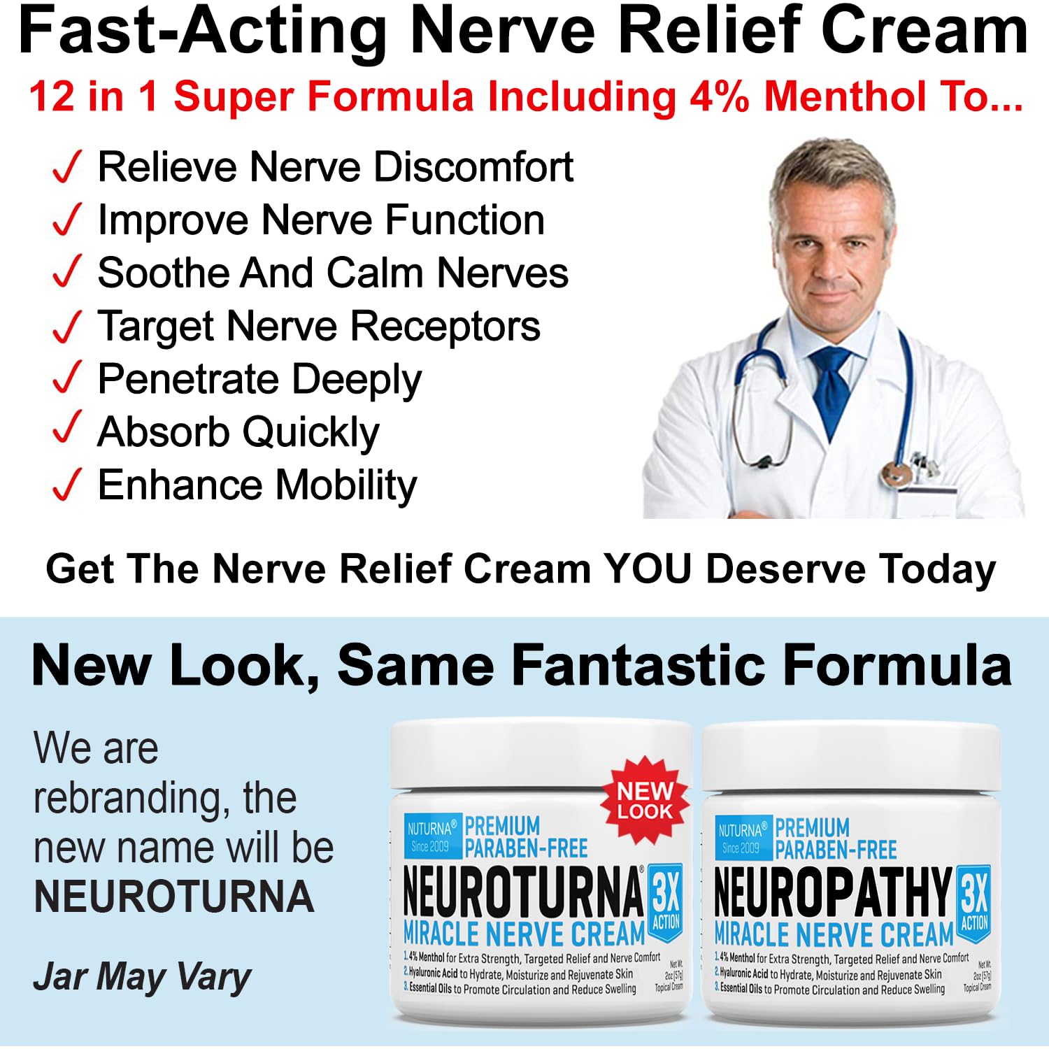 Neuropathy Nerve Relief Cream - Premium Nerve Cream 3X Action for Targeted Relief and Soothing Nerve Comfort - Maximum Strength with 4% Menthol, MSM for Feet Hands Legs Toes & Back - Extra Large 6 Oz - TrustMedUSA