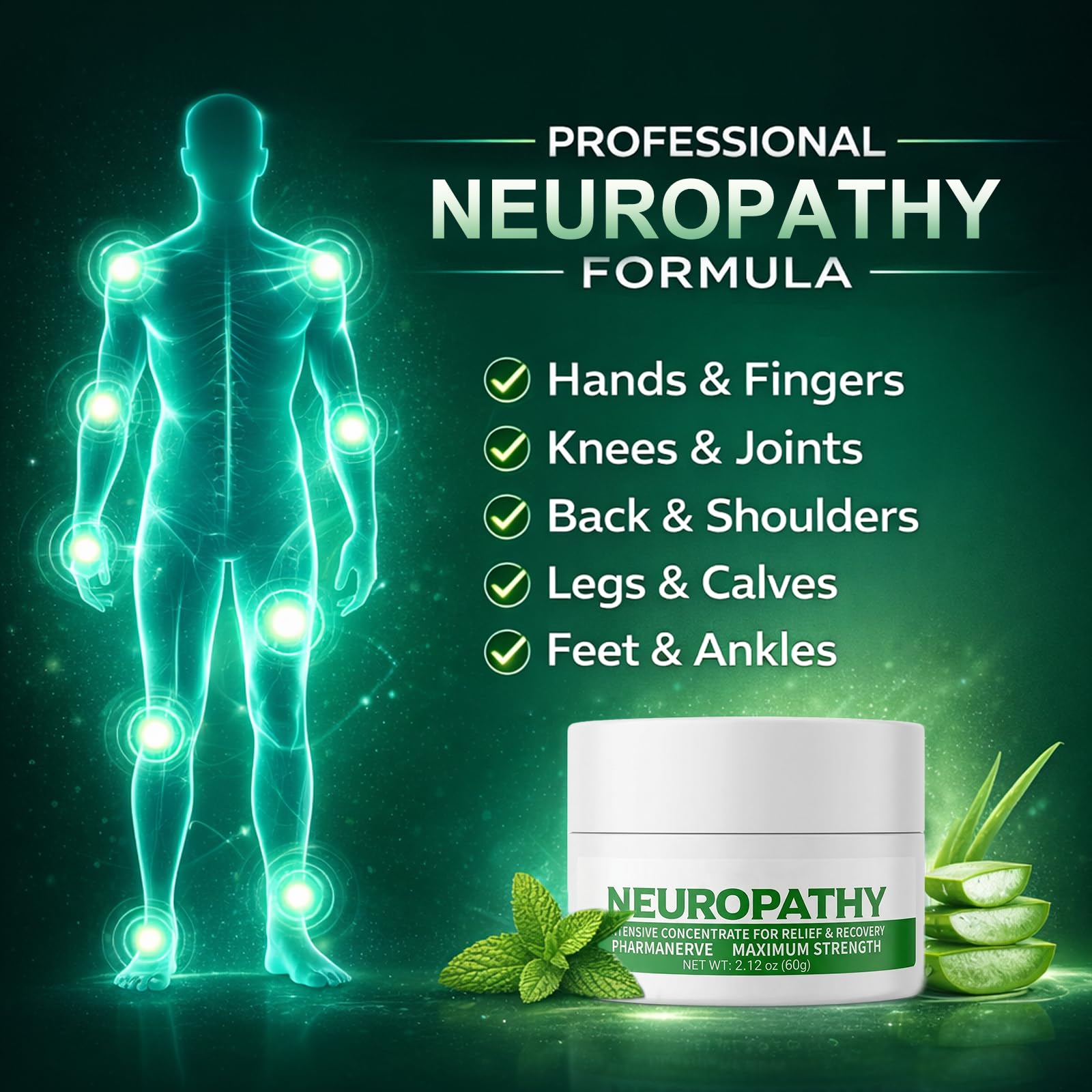 Neuropathy Pain Relief for Feet & Legs, Plant-Based Neuropathy Cream with Arnica, MSM & Vitamin B6 Soothing Formula, Fast-Acting Nerve Pain Relief Cream, Fast-Absorbing,Non-Greasy Daily Support-2.12OZ - TrustMedUSA