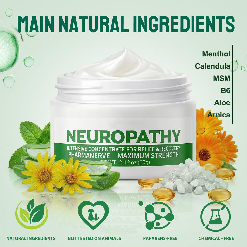 Neuropathy Pain Relief for Feet & Legs, Plant-Based Neuropathy Cream with Arnica, MSM & Vitamin B6 Soothing Formula, Fast-Acting Nerve Pain Relief Cream, Fast-Absorbing,Non-Greasy Daily Support-2.12OZ - TrustMedUSA