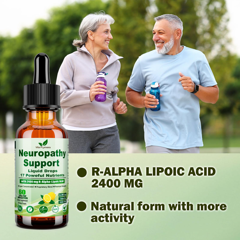 Neuropathy Supplements Liquid Drops, Advance 17-in-1 Stabilized R-Alpha Lipoic Acid (R-ALA) w. Acetyl L-Carnitine Vitamin B-Complex Magnesium, High Potency R-Lipoic Acid for Nerve Antioxidant Energy - TrustMedUSA