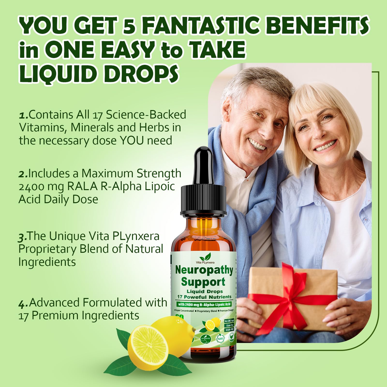 Neuropathy Supplements Liquid Drops, Advance 17-in-1 Stabilized R-Alpha Lipoic Acid (R-ALA) w. Acetyl L-Carnitine Vitamin B-Complex Magnesium, High Potency R-Lipoic Acid for Nerve Antioxidant Energy - TrustMedUSA