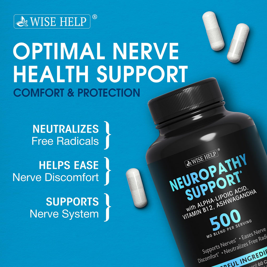 Neuropathy Support Natural Nerve Discomfort Relief - Made in USA - Nerve Antioxidant for Trigeminal Neuralgia, Diabetic & Peripheral Neuropathy - Hands, Neck, Feet & Toes Treatment Formula - 60 Caps - TrustMedUSA