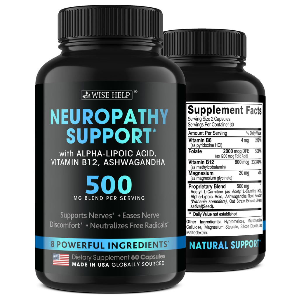 Neuropathy Support Natural Nerve Discomfort Relief - Made in USA - Nerve Antioxidant for Trigeminal Neuralgia, Diabetic & Peripheral Neuropathy - Hands, Neck, Feet & Toes Treatment Formula - 60 Caps - TrustMedUSA