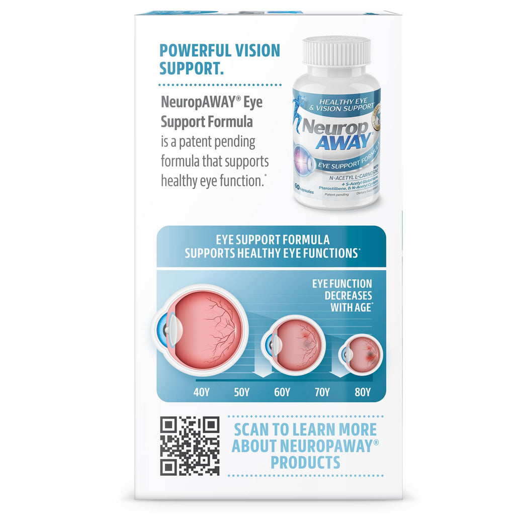 NeuropAWAY Eye Support Supplement 60CT with Lutein N-Acetyl L-Carnosine S-Acetyl Glutathione N-Acetyl Cystiene Pterostilbene Lycopene Zeaxanthin to Support Healthy Vision, Helps Blurry and Dry Eyes - TrustMedUSA