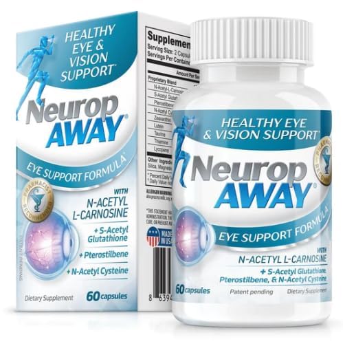 NeuropAWAY Eye Support Supplement 60CT with Lutein N-Acetyl L-Carnosine S-Acetyl Glutathione N-Acetyl Cystiene Pterostilbene Lycopene Zeaxanthin to Support Healthy Vision, Helps Blurry and Dry Eyes - TrustMedUSA