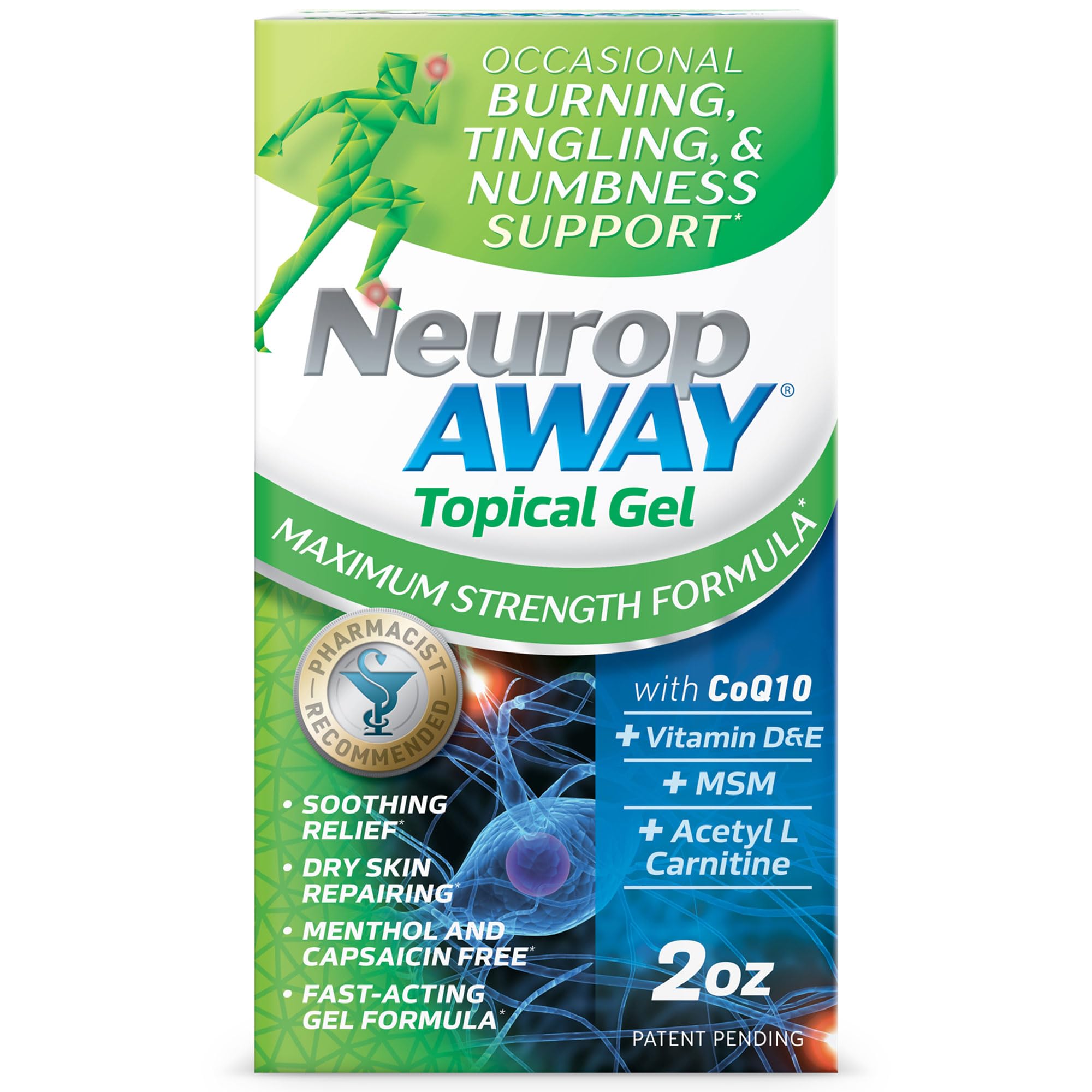NeuropAWAY® Maximum Strength Gel, for Nerve discomfort, Burning, Tingling, and Numbness 2oz - TrustMedUSA
