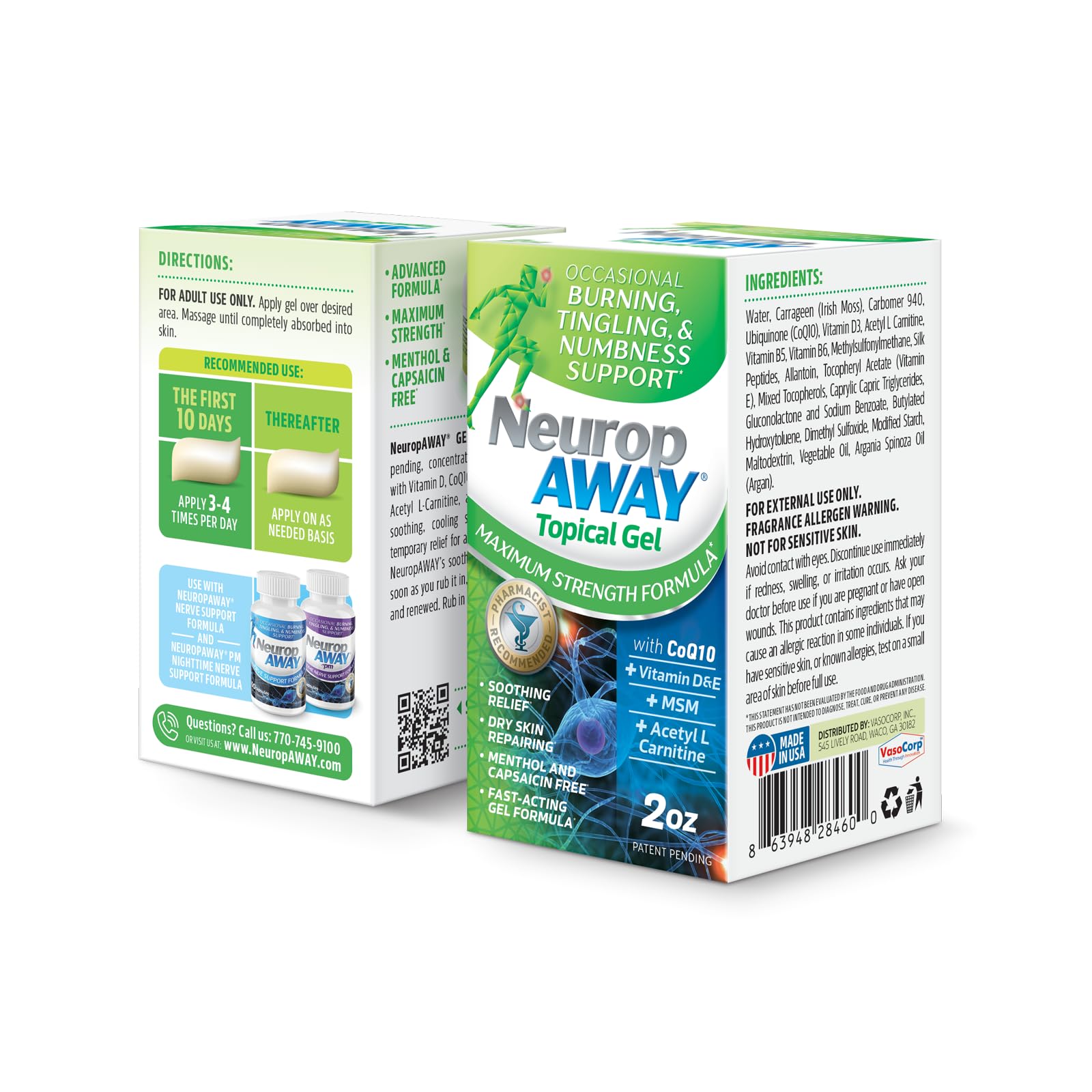 NeuropAWAY® Maximum Strength Gel, for Nerve discomfort, Burning, Tingling, and Numbness 2oz - TrustMedUSA