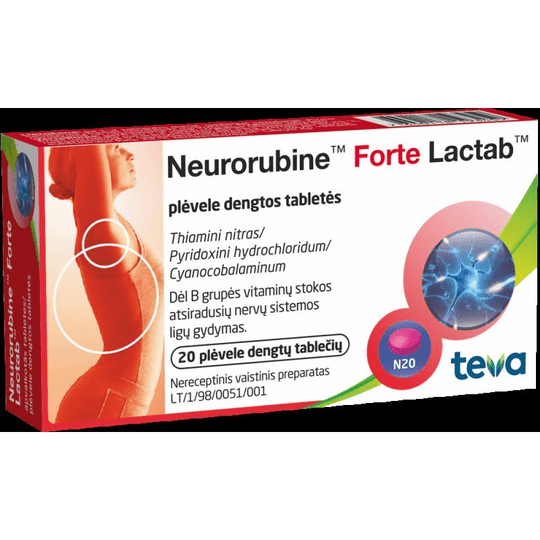 NEURORUBINE Forte With Vitamin B1, B6, B12 For Nerves 40 Tabs - Maple Wellness Supplements