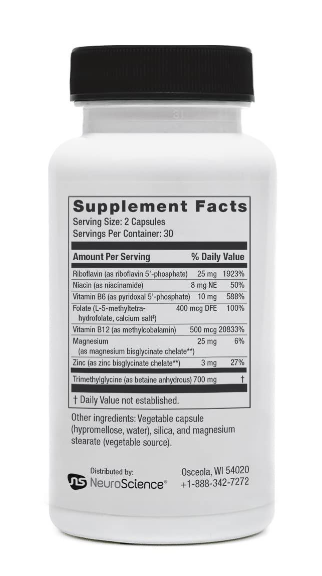 Neuroscience Methyl FMT - l Methylfolate Health Supplements with Folate, B-Vitamins, Magnesium and Zinc - Balances Mood, Energy, Stress Relief, and Adrenal Support (60 ct) - TrustMedUSA
