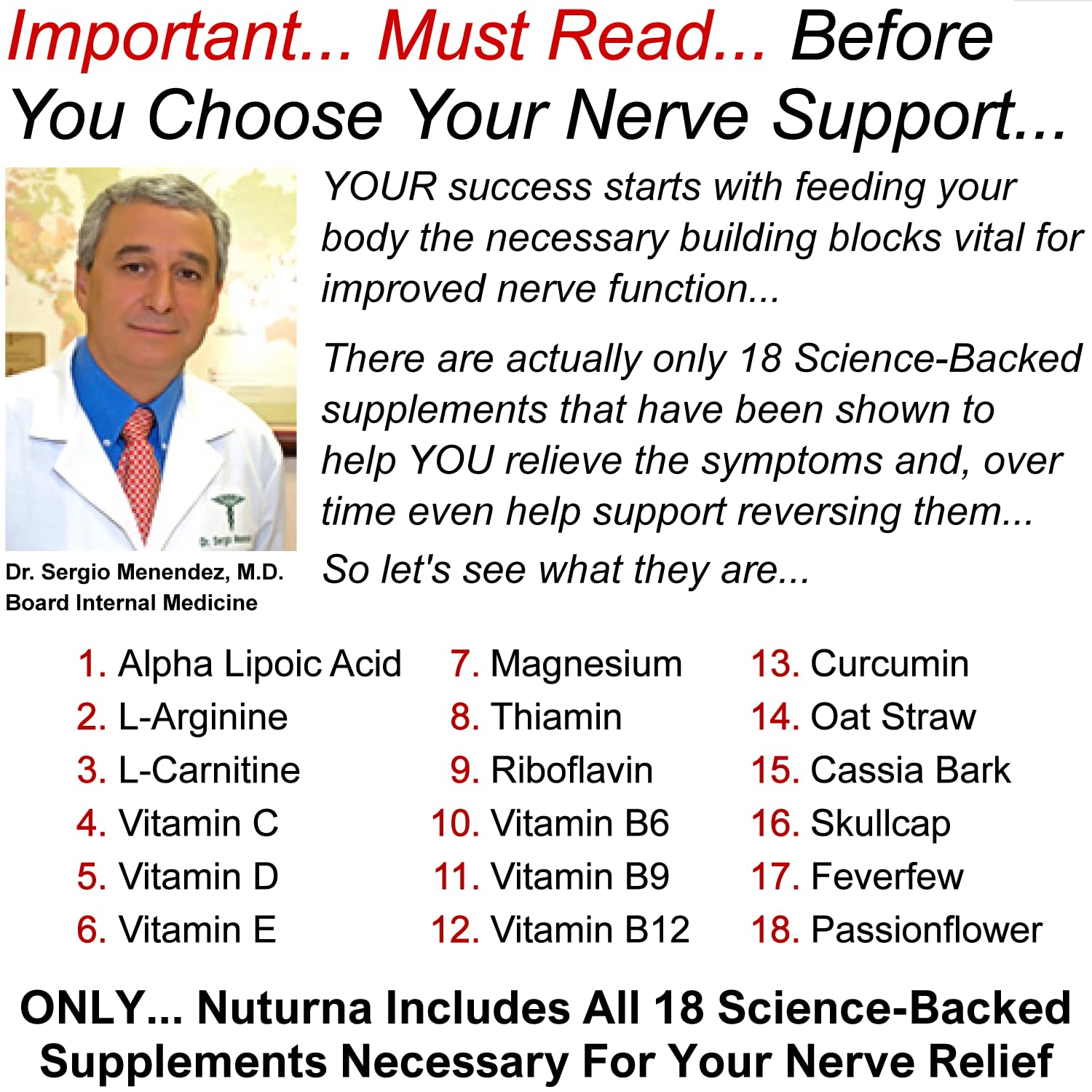Neuroturna Support Supplement with 1200 mg Pure Alpha Lipoic Acid - Maximum Strength Formula with ALA + Vitamins + Minerals + Herbs - Best Natural Support - 180 Capsules - TrustMedUSA