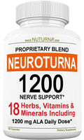 Neuroturna Support Supplement with 1200 mg Pure Alpha Lipoic Acid - Maximum Strength Formula with ALA + Vitamins + Minerals + Herbs - Best Natural Support - 180 Capsules - TrustMedUSA