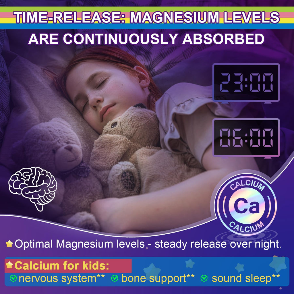 Neviss Magnesium Glycinate + Calcium Filled Gummies for Adults and Kids 4+, Kids Sleep Gummies Melatonin Free, No Sugar Magnesium Supplement w/B6 D3, L-Theanine for Zzz Relax, Brain,Bone,Muscle 2Pack - TrustMedUSA