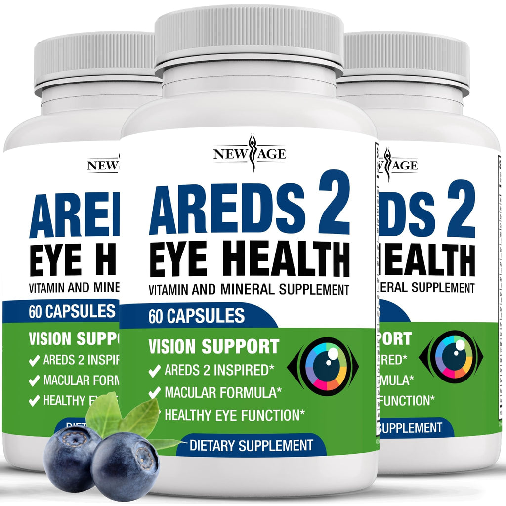 NEW AGE AREDS 2 Eye Vitamins - Lutein, Zeaxanthin, Bilberry, Astaxanthin Mineral Vision Supplement - 180 Count - TrustMedUSA