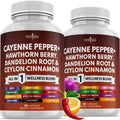 NEW AGE Cayenne Pepper Capsules Supplement with Hawthorn Berry, Dandelion Root, Ceylon Cinnamon, Garlic, Ginger, ACV, Milk Thistle, Beet Root, Aloe Vera - 120 Count - TrustMedUSA