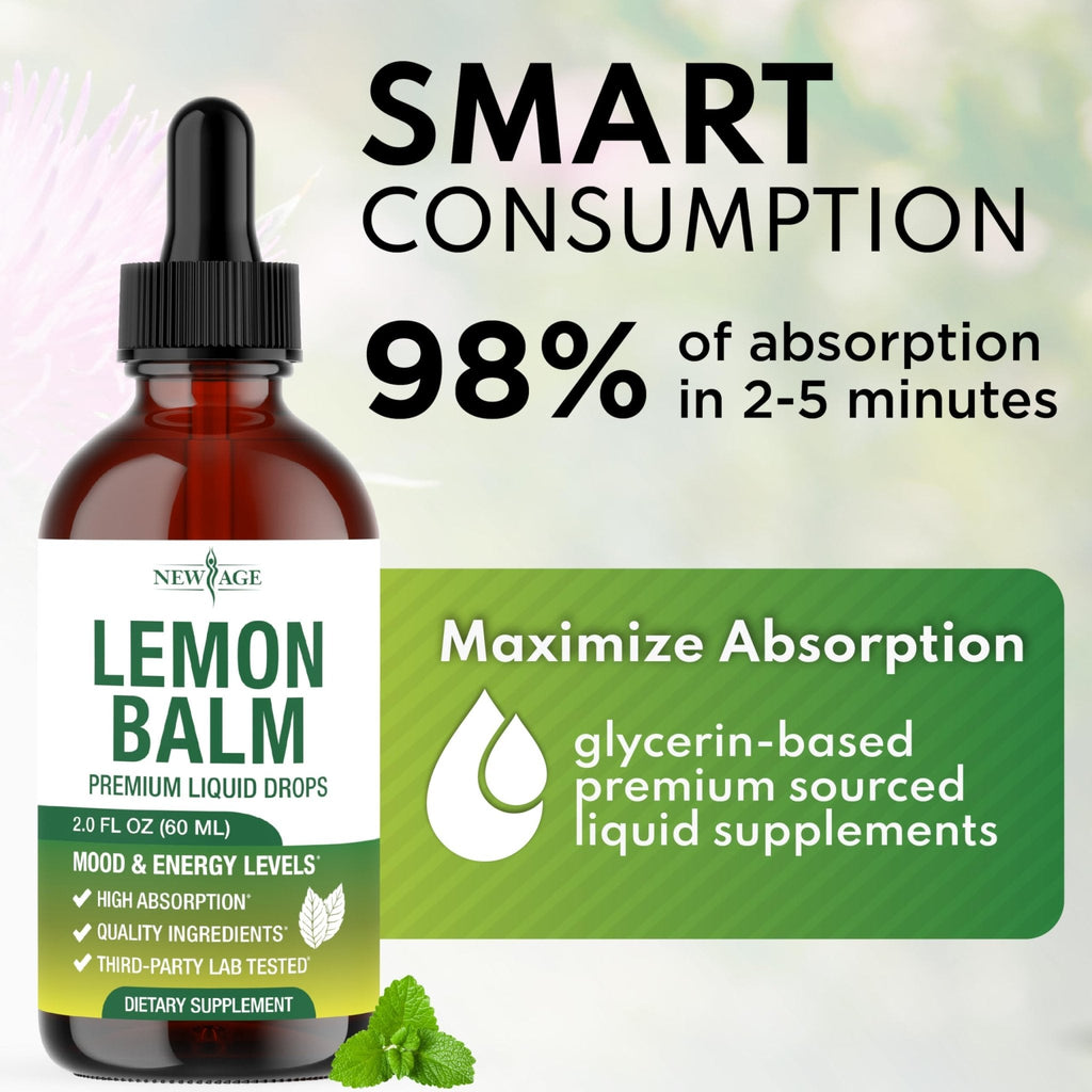 NEW AGE Lemon Balm Tincture - Mood Support Supplement - Lemon Balm Leaf Extract Drops - Vegan, Sugar & Alcohol-Free Calming Supplement - 4 fl oz - Maple Wellness Supplements