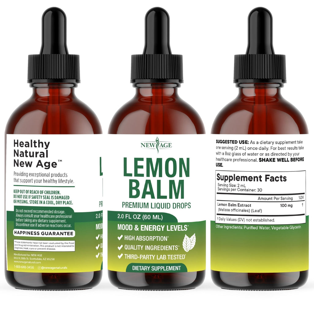 NEW AGE Lemon Balm Tincture - Mood Support Supplement - Lemon Balm Leaf Extract Drops - Vegan, Sugar & Alcohol-Free Calming Supplement - 4 fl oz - Maple Wellness Supplements