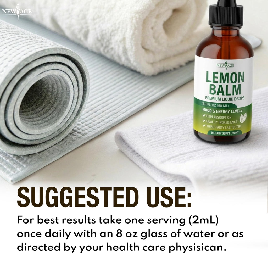 NEW AGE Lemon Balm Tincture - Mood Support Supplement - Lemon Balm Leaf Extract Drops - Vegan, Sugar & Alcohol-Free Calming Supplement - 4 fl oz - Maple Wellness Supplements