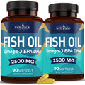 NEW AGE Omega 3 Fish Oil 2500mg Supplement Non GMO - EPA, DHA Fatty Acids Gluten Free (180 Softgels (Pack of 2)) - Maple Wellness Supplements