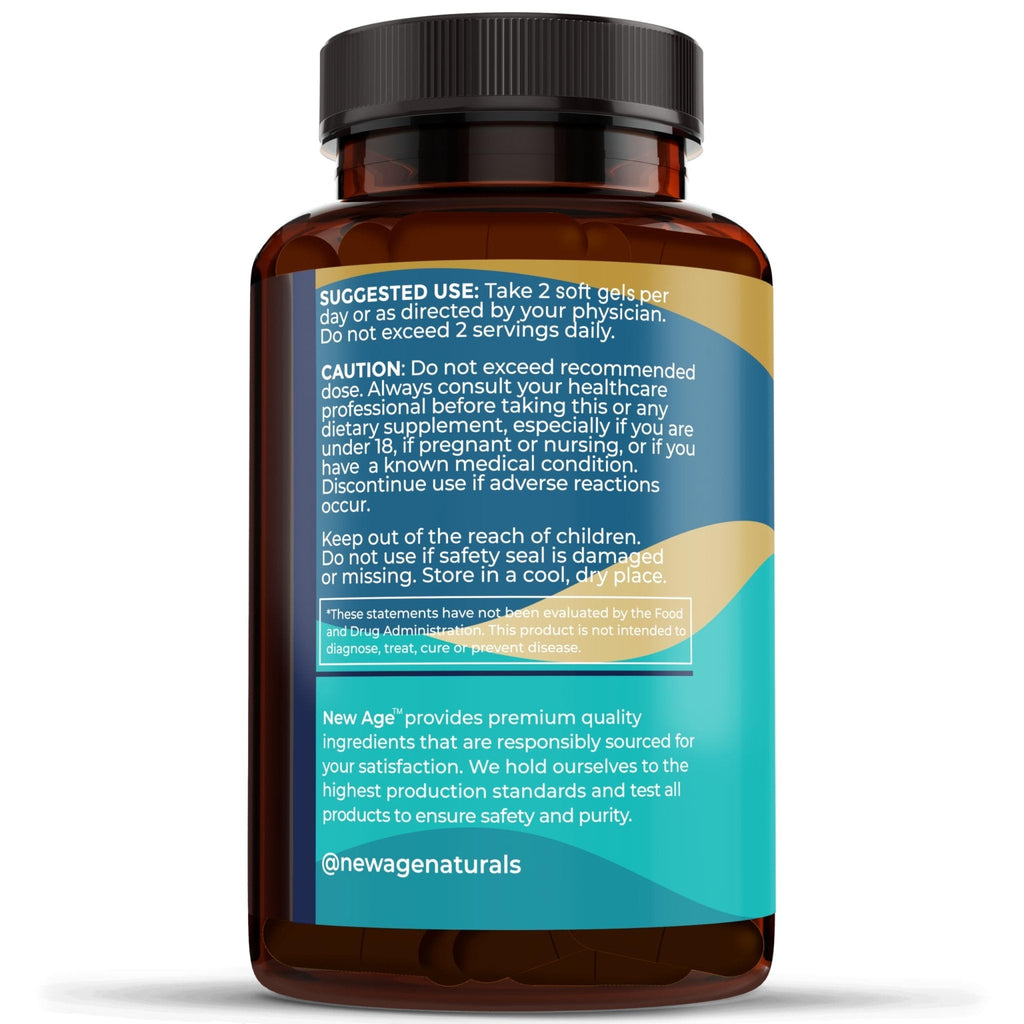 NEW AGE Omega 3 Fish Oil 2500mg Supplement Non GMO - EPA, DHA Fatty Acids Gluten Free (180 Softgels (Pack of 2)) - Maple Wellness Supplements