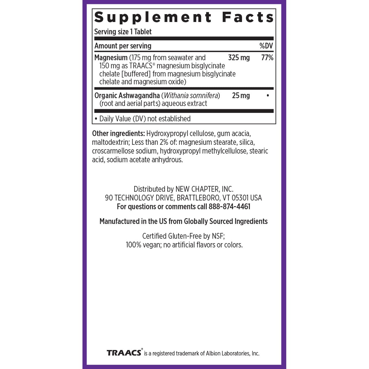 New Chapter Magnesium + Ashwagandha Supplement, 325 mg with Magnesium Glycinate for Muscle Relaxation & Recovery, Heart, Nerve & Bone Health, 2.5X Absorption, Non-GMO - 30 ct (1 Month Supply) - TrustMedUSA