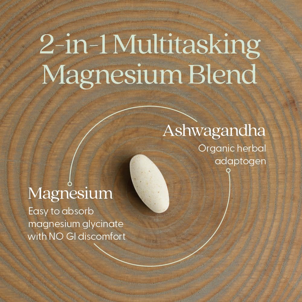 New Chapter Magnesium + Ashwagandha Supplement, 325 mg with Magnesium Glycinate for Muscle Relaxation & Recovery, Heart, Nerve & Bone Health, 2.5X Absorption, Non-GMO - 30 ct (1 Month Supply) - TrustMedUSA