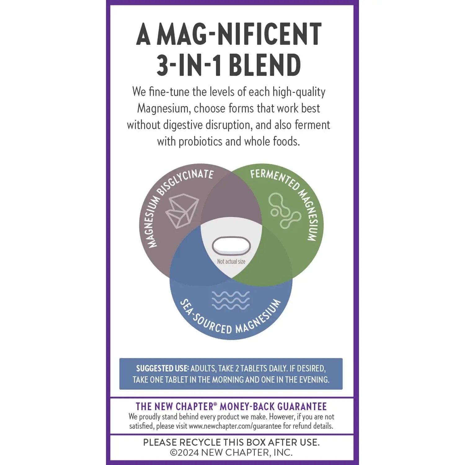 New Chapter Magnesium Complex Supplement, 325mg with Magnesium Glycinate + Sea-Sourced + Fermented Forms for Heart, Bone, Nerve, Muscle & Cellular Energy, 100% Vegan, 60 Tablets - TrustMedUSA