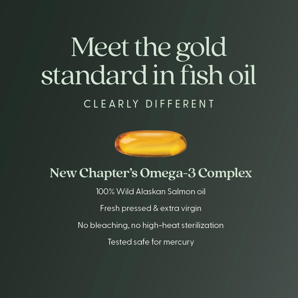 New Chapter Omega-3 Complex, 1000mg Softgels, Fish Oil Supplement Wild Alaskan Salmon for Heart, Brain, Eye, Joint & Skin Health Support - 30 Count - TrustMedUSA